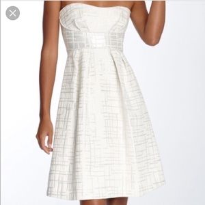 BCBG white and silver strapless dress sz 02